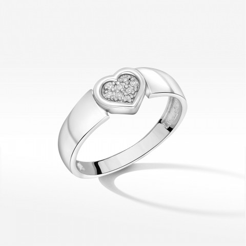 Pierścionek z białego złota z diamentami  - próba 585 0,04CT PV-232B