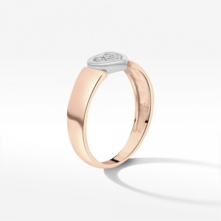 Pierścionek z różowego złota z diamentami  - próba 585 0,04CT PV-232C