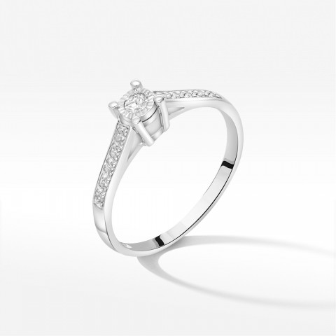Pierścionek z białego złota z diamentami  - próba 585 0,13CT PV-233B
