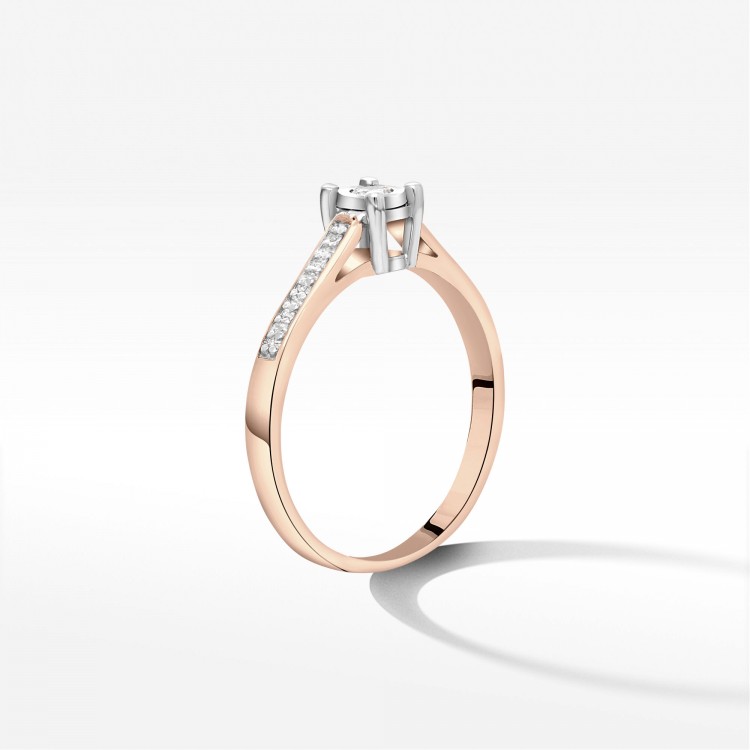 Pierścionek z różowego złota z diamentami  - próba 585 0,13CT PV-233C