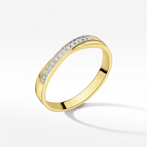 Pierścionek z żółtego złota z diamentami  - próba 585 0,07CT PV-234A