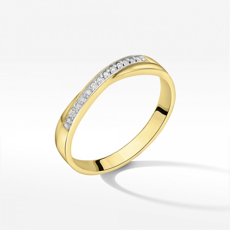 Pierścionek z żółtego złota z diamentami  - próba 585 0,07CT PV-234A