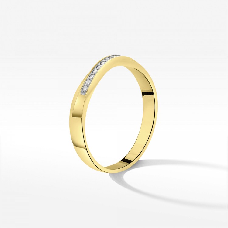 Pierścionek z żółtego złota z diamentami  - próba 585 0,07CT PV-234A