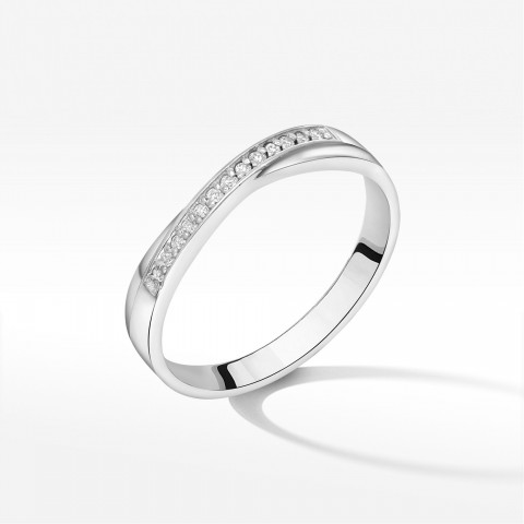Pierścionek z białego złota z diamentami  - próba 585 0,07CT PV-234B
