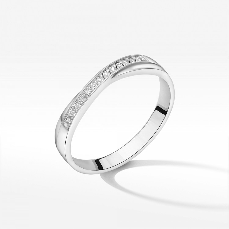 Pierścionek z białego złota z diamentami  - próba 585 0,07CT PV-234B