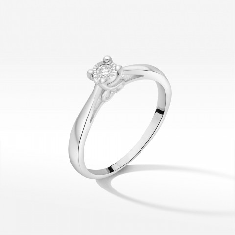 Pierścionek z białego złota z diamentem - próba 585 0,08CT PV-235B
