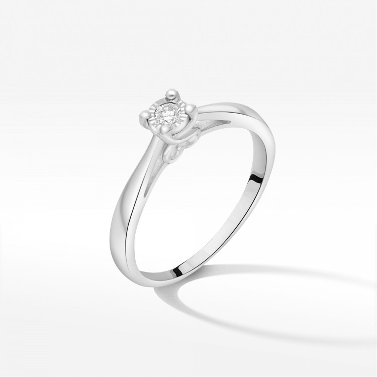 Pierścionek z białego złota z diamentem - próba 585 0,08CT PV-235B