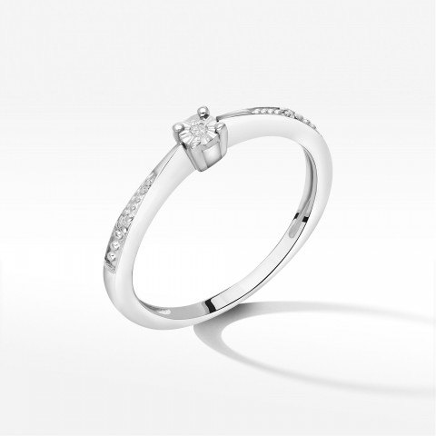 Pierścionek z białego złota z diamentami  - próba 585 0,02CT PV-236B