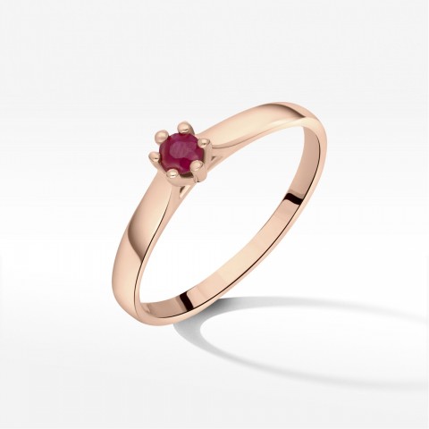 Pierścionek z białego złota z rubinem - próba 585 0,15CT PV-237CR