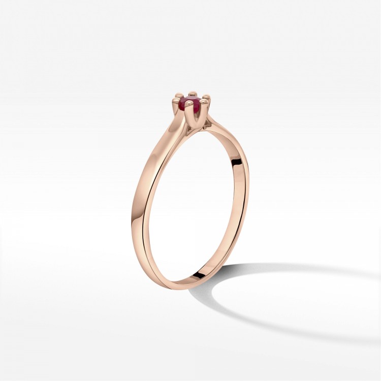Pierścionek z białego złota z rubinem - próba 585 0,15CT PV-237CR