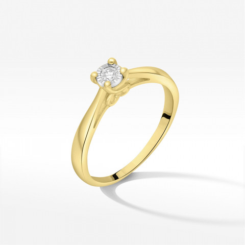 Pierścionek z żółtego złota z diamentem - próba 585 0,08CT PV-235A