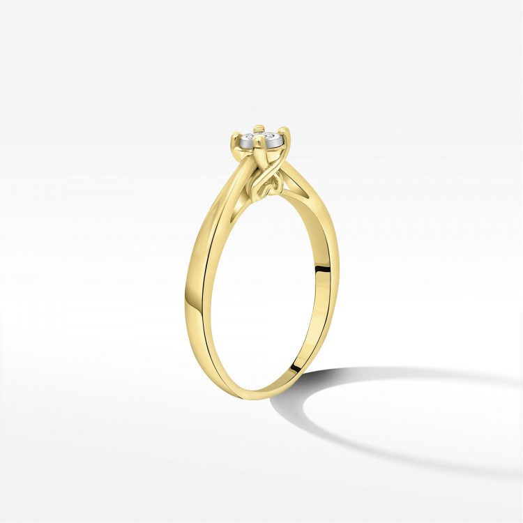 Pierścionek z żółtego złota z diamentem - próba 585 0,08CT PV-235A