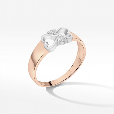 Pierścionek z różowego złota z diamentami  - próba 585 0,04CT PV-230C