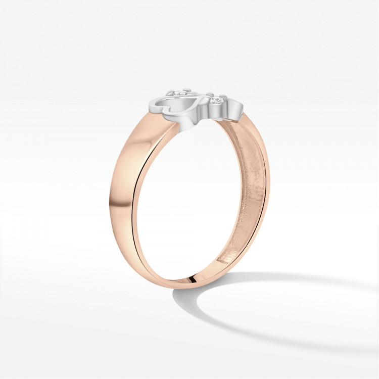 Pierścionek z różowego złota z diamentami  - próba 585 0,04CT PV-230C