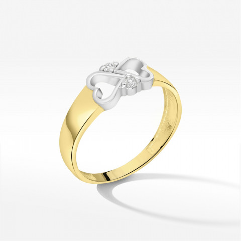 Pierścionek z żółtego złota z diamentami  - próba 585 0,04CT PV-230A