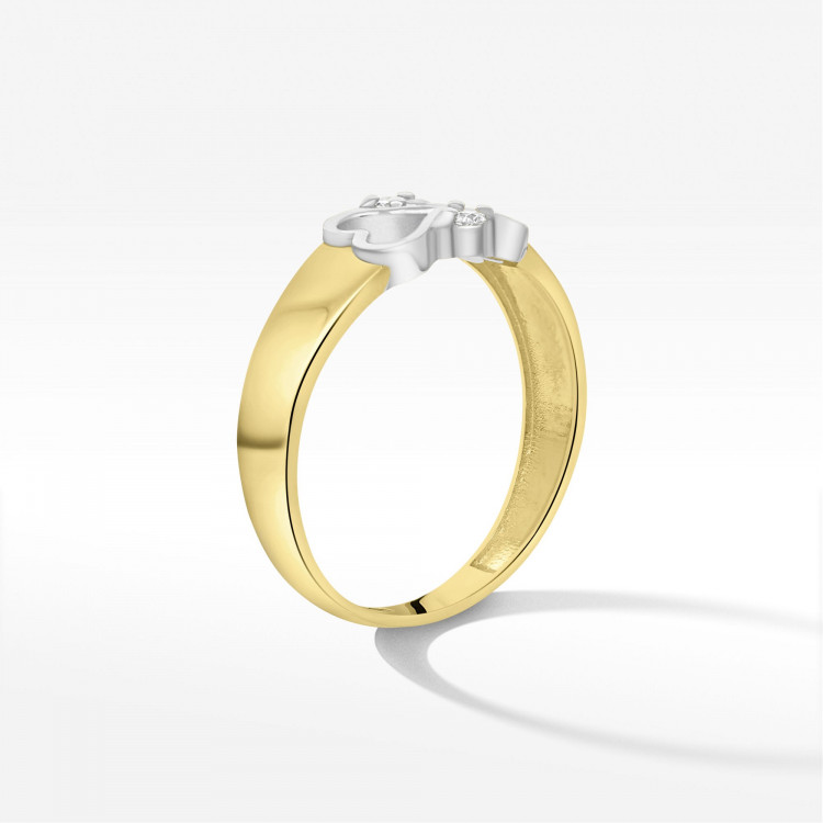 Pierścionek z żółtego złota z diamentami  - próba 585 0,04CT PV-230A