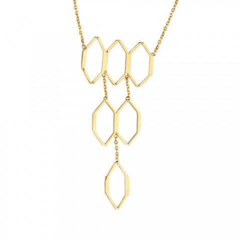 Biżuteria Dall'acqua złota celebrytka o geometrycznych wzorach 45cm