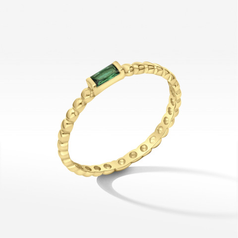 Pierścionek ze złota z zieloną cyrkonią 