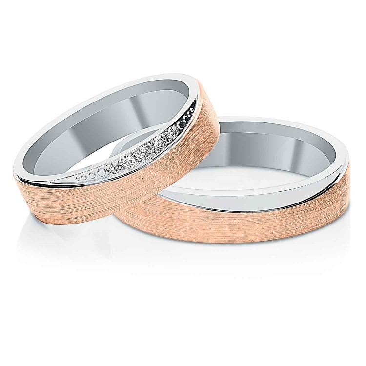Obrączki ślubne z różowo-białego złota 5mm płaskie