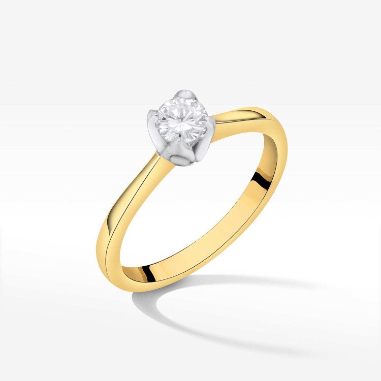 Pierścionek z żółtego złota z diamentem - próba 585 0,30CT PV-245A