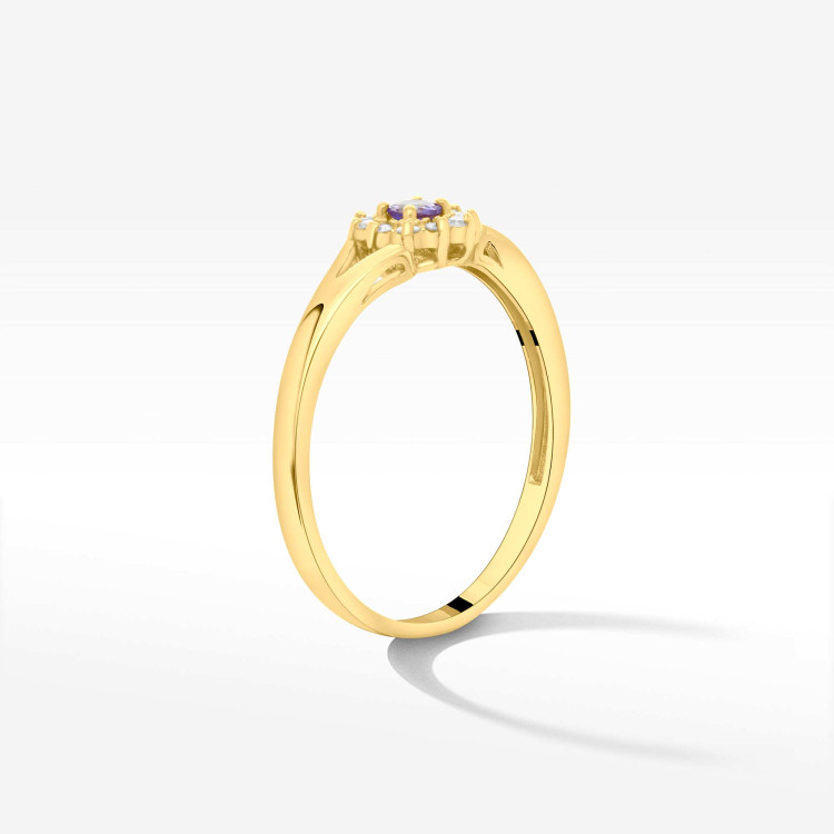 Złoty pierścionek zaręczynowy z tanzanitem