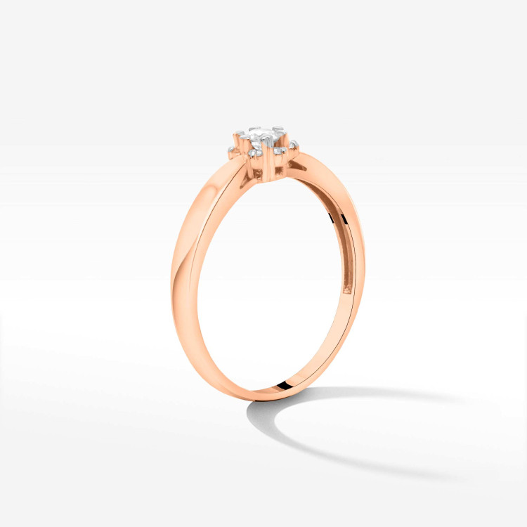 Pierścionek z różowego złota z diamentami  - próba 585 0,15CT PV-251C