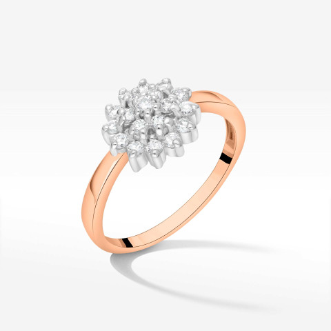 Pierścionek z różowego złota z diamentami  - próba 585 0,40CT PV-252C