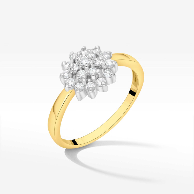 Pierścionek z żółtego złota z diamentami - próba 585 0,40CT PV-252A