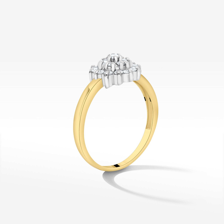 Pierścionek z żółtego złota z diamentami - próba 585 0,40CT PV-252A