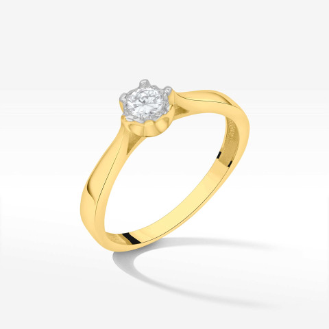 Pierścionek z żółtego złota z diamentem - próba 585 0,20CT PV-253A