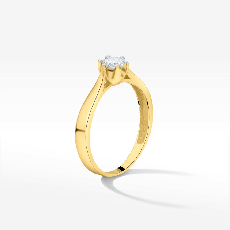 Pierścionek z żółtego złota z diamentem - próba 585 0,20CT PV-253A