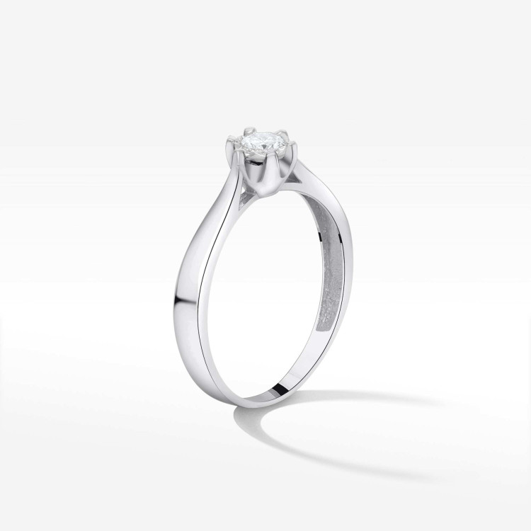 Pierścionek z białego złota z diamentem - próba 585 0,20CT PV-253B