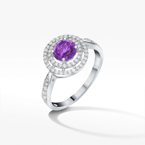 Pierścionek z białego złota z ametystem - próba 585 1,274CT PV-096BAM