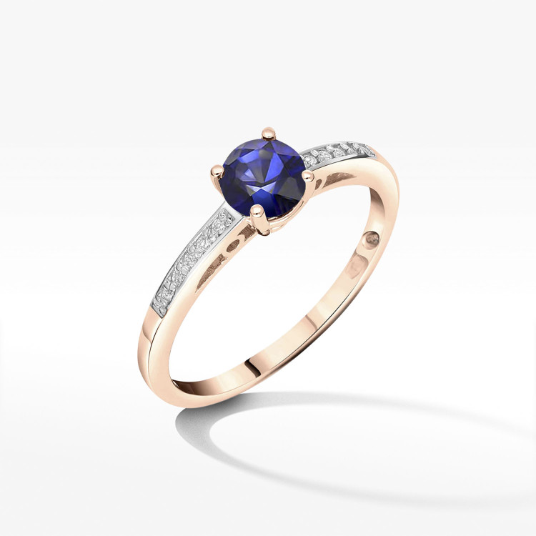 Pierścionek z różowego złota z szafirem - próba 585 0,55CT PV-057CS
