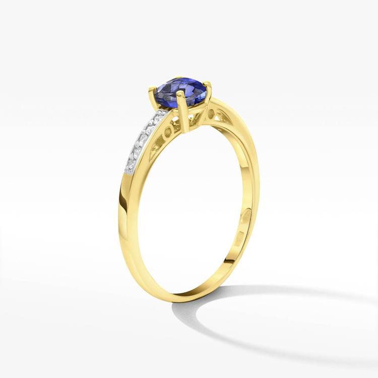 Pierścionek z żółtego złota z szafirem - próba 585 0,55CT PV-057AS