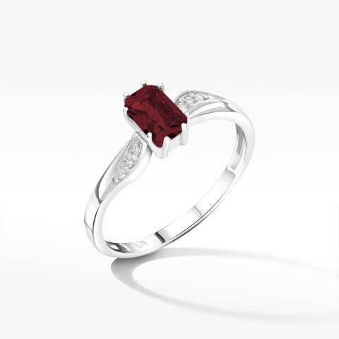 Pierścionek z białego złota z granatem - próba 585 0,73CT PV-112BG