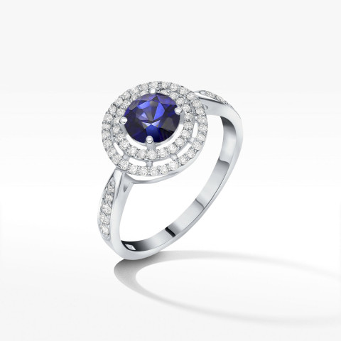 Pierścionek z białego złota z szafirem - próba 585 1,374CT PV-0966BS