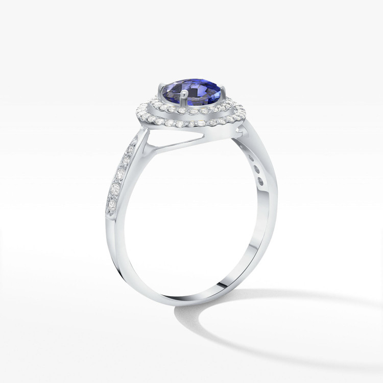 Pierścionek z białego złota z szafirem - próba 585 1,374CT PV-0966BS