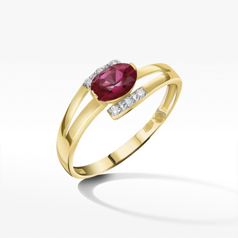Pierścionek z żółtego złota z rubinem - próba 585 0,652CT PV-072AR