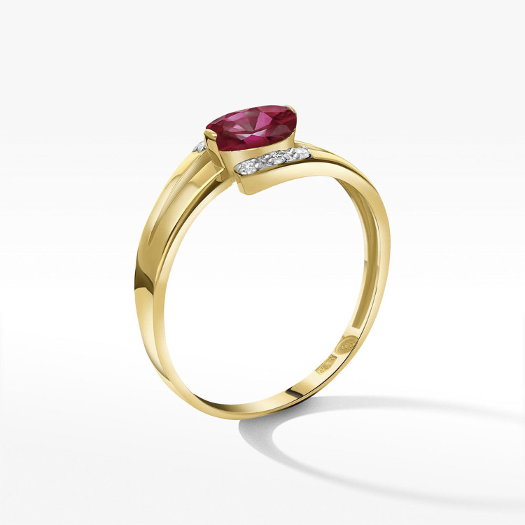 Pierścionek z żółtego złota z rubinem - próba 585 0,652CT PV-072AR