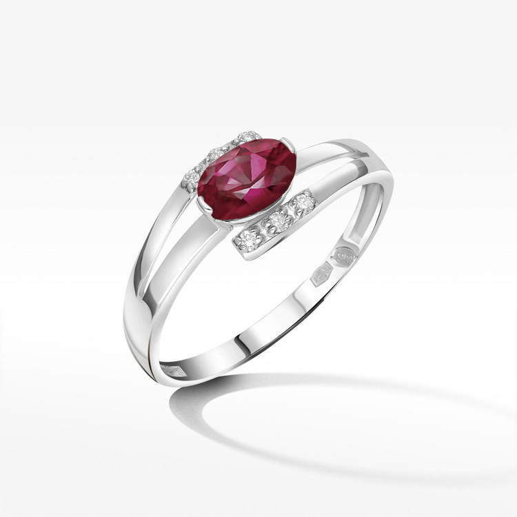 Pierścionek z białego złota z rubinem - próba 585 0,652CT PV-072BR