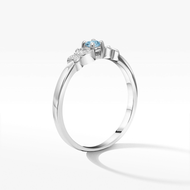 Pierścionek z białego złota z topazem Swiss - próba 585 0,17CT PV-165BT