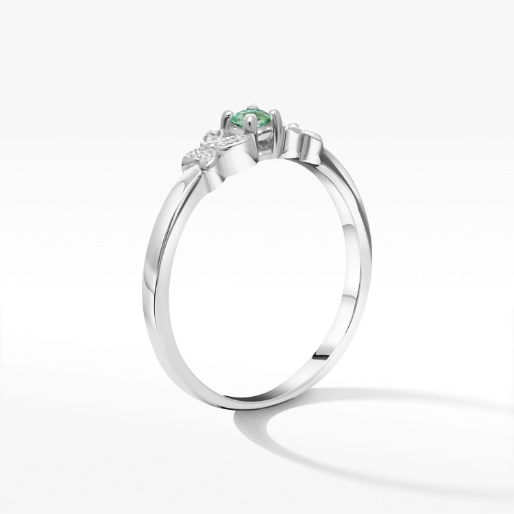 Pierścionek z białego złota ze szmaragdem - próba 585 0,17CT PV-165BSZ