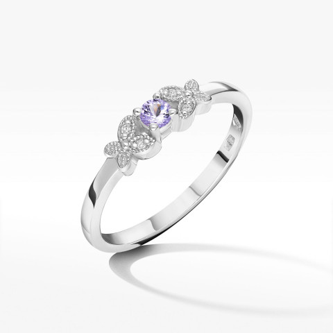 Pierścionek z białego złota z tanzanitem - próba 585 0,17CT PV-165BTAN