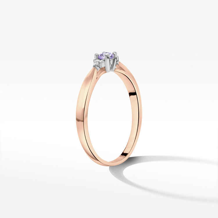 Pierścionek z różowego złota z tanzanitem - próba 585 0,18CT PV-199CTan