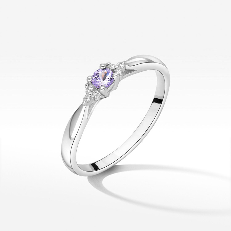Pierścionek z białego złota z tanzanitem - próba 585 0,18CT PV-199BTan