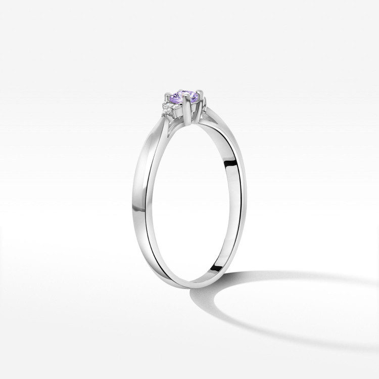 Pierścionek z białego złota z tanzanitem - próba 585 0,18CT PV-199BTan