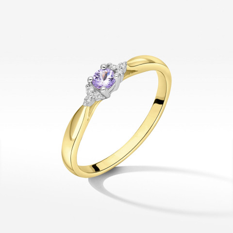 Pierścionek z żółtego złota z tanzanitem - próba 585 0,18CT PV-199ATan