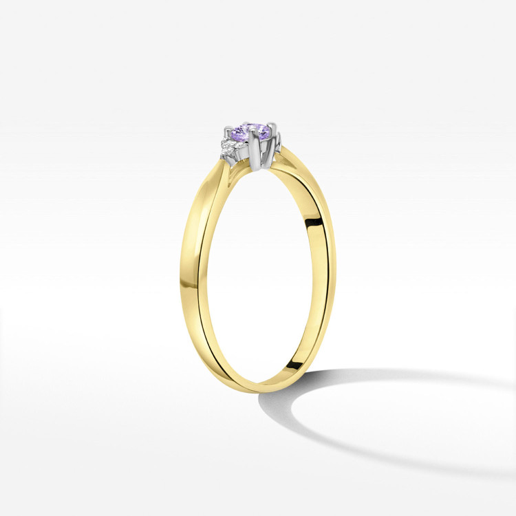 Pierścionek z żółtego złota z tanzanitem - próba 585 0,18CT PV-199ATan