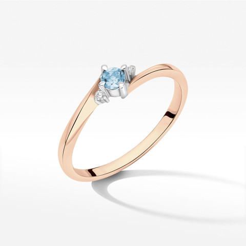 Pierścionek z różowego złota z topazem Swiss - próba 585 0,167CT PV-205CT